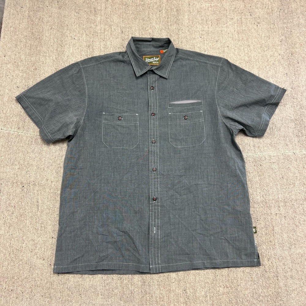 Howley Brothers Button Up Shirt Mens Large‎ Gray Short Sleeve